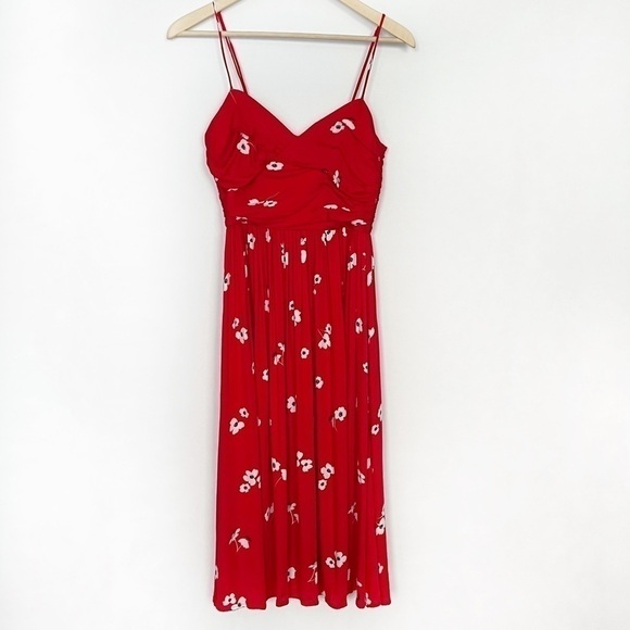 Bardot Red Floral Midi Dress Sweetheart Fit & Flare Size 6 - Picture 3 of 12
